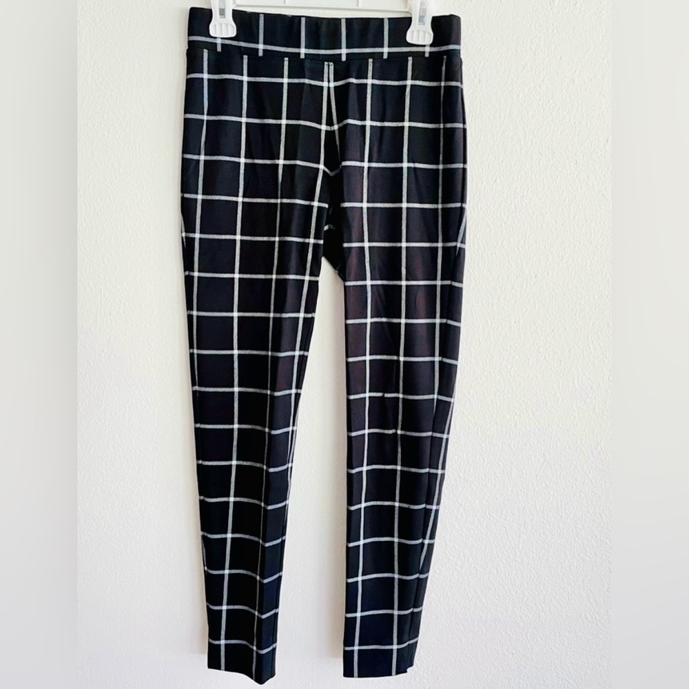 NWOT The Limited Black and White plaid pull on cropped ankle dress pants XS